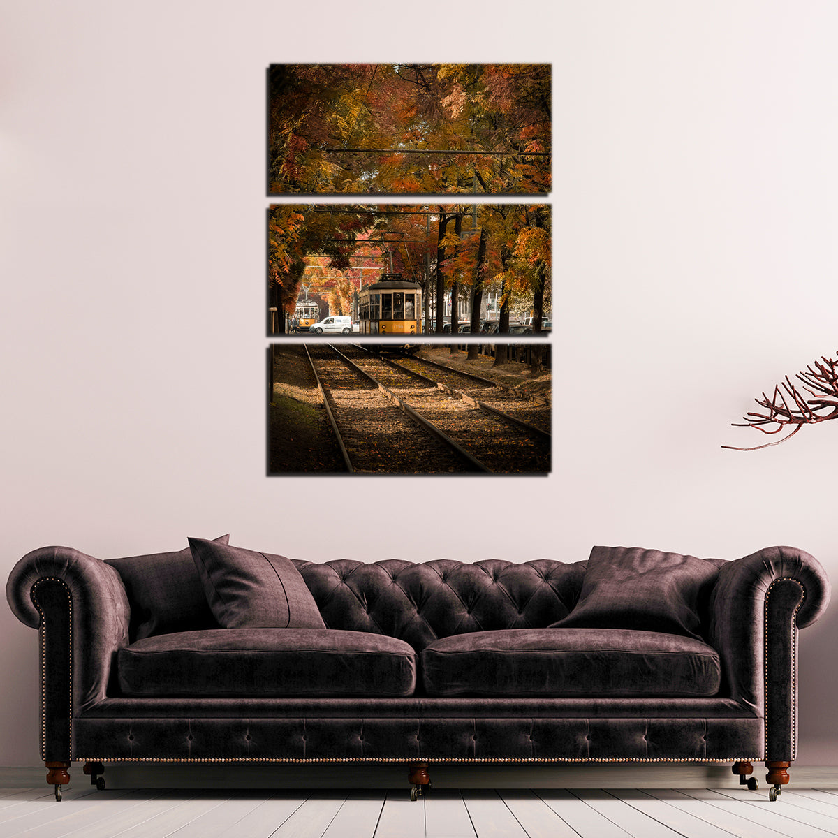 Enchanting Autumn Tram Wall Art by Enzo Romano