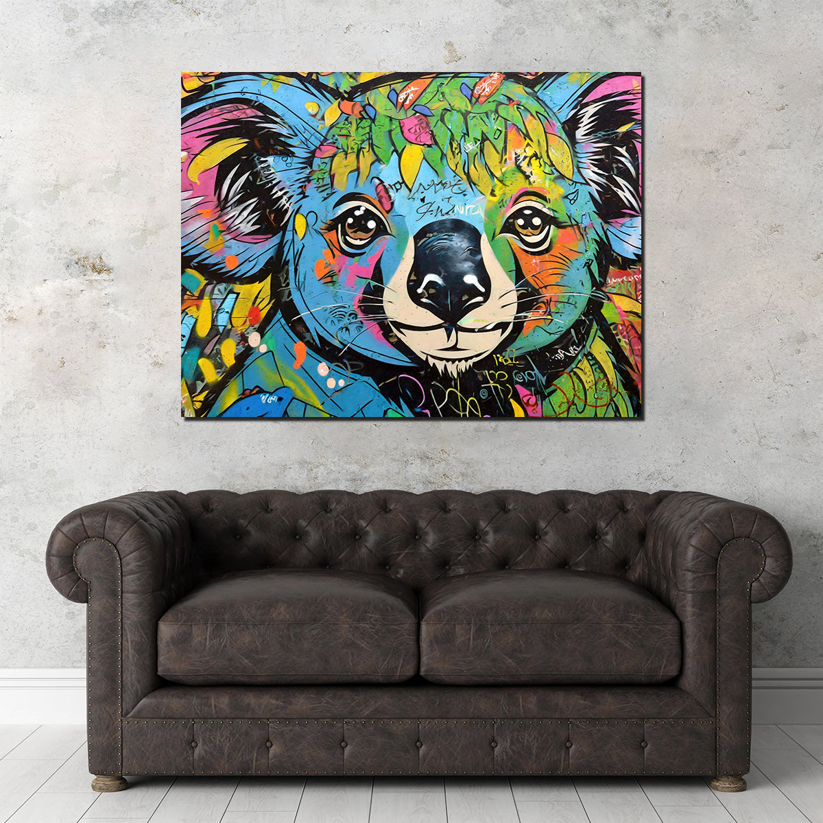 Exquisite Koala Graffiti Wall Art by Stephen Chambers