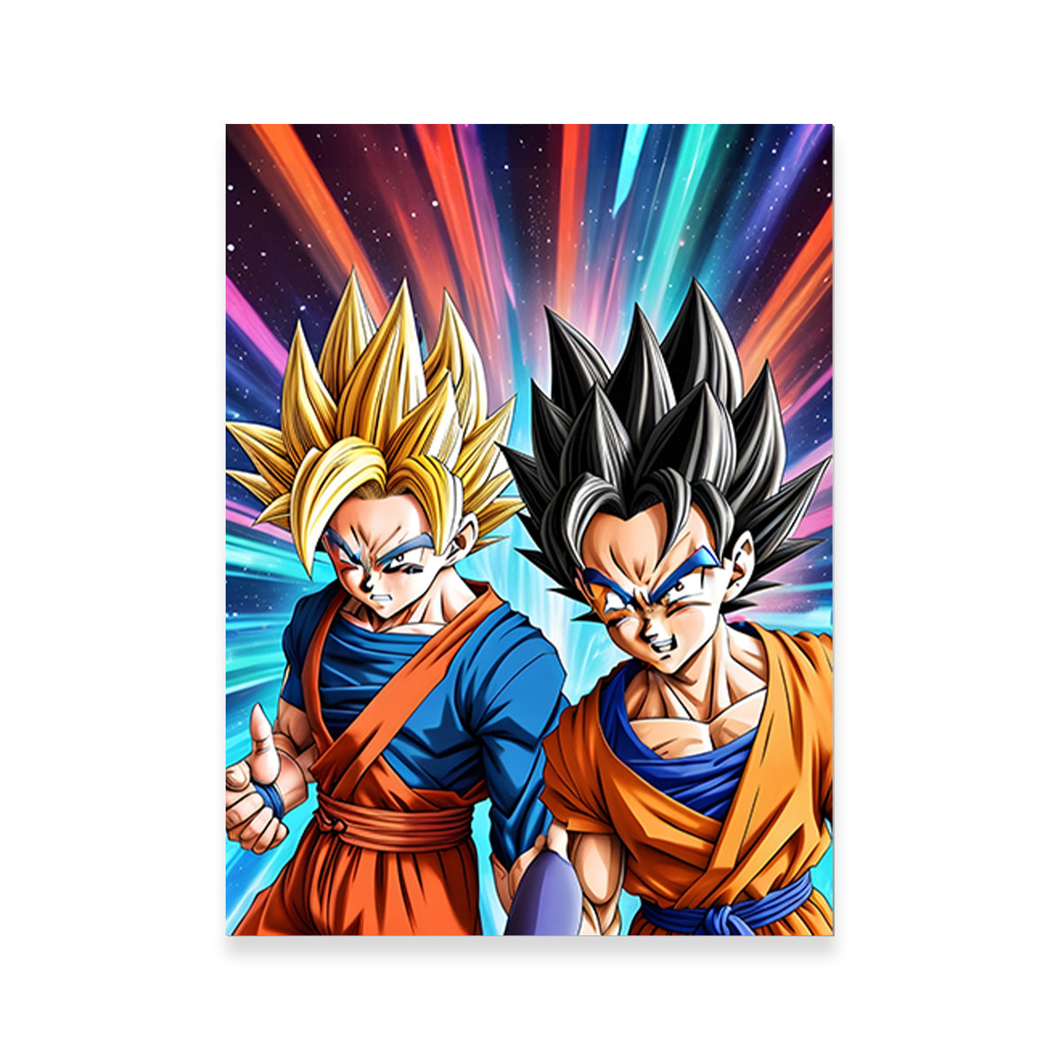 Epic Battle: Super Saiyan Goku vs Base Form Goku Canvas Print