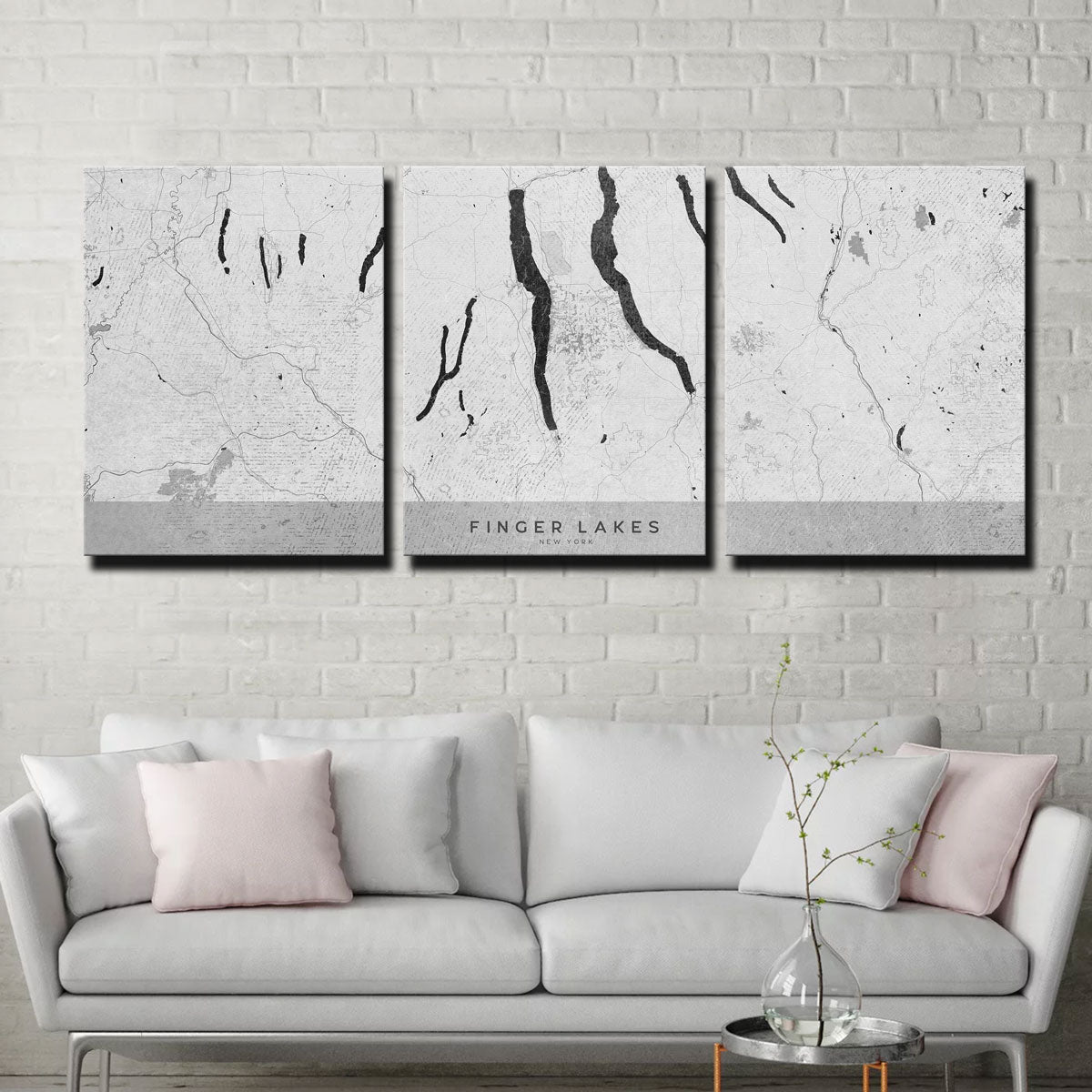 Stunning Finger Lakes Wall Map 2 Wall Art by Blursbyai