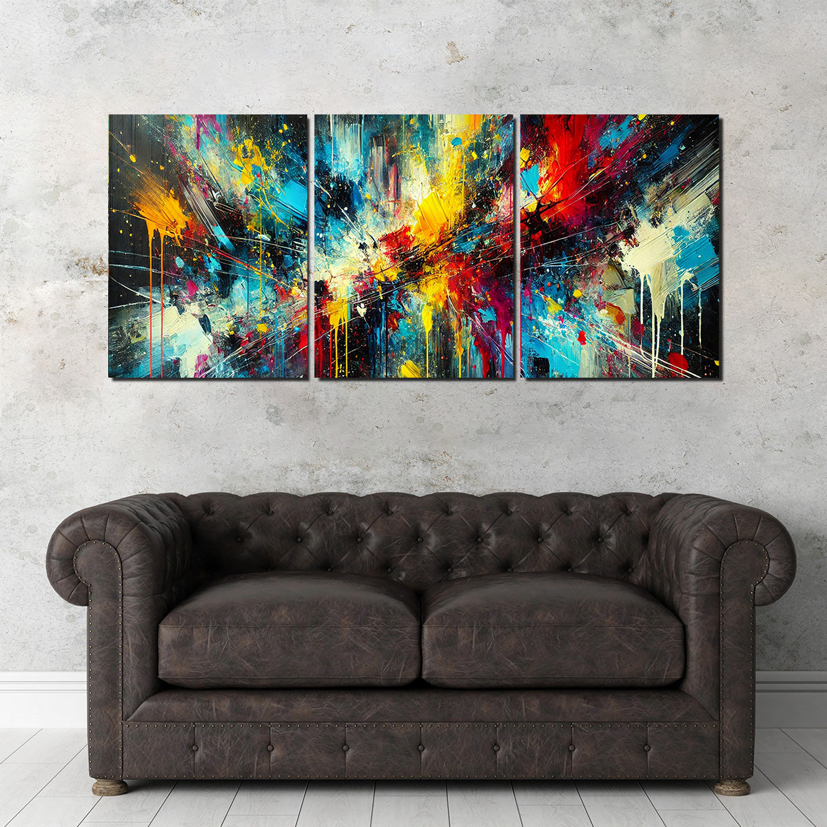 Stunning Dark Brush Stroke and Splashes Wall Art