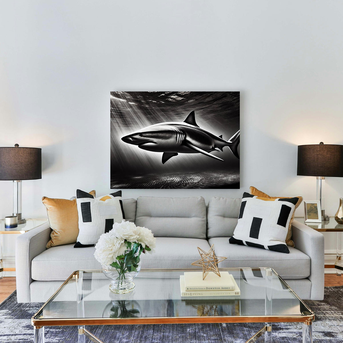 Stunning Bull Shark Grayscale Wall Art for Home Decor