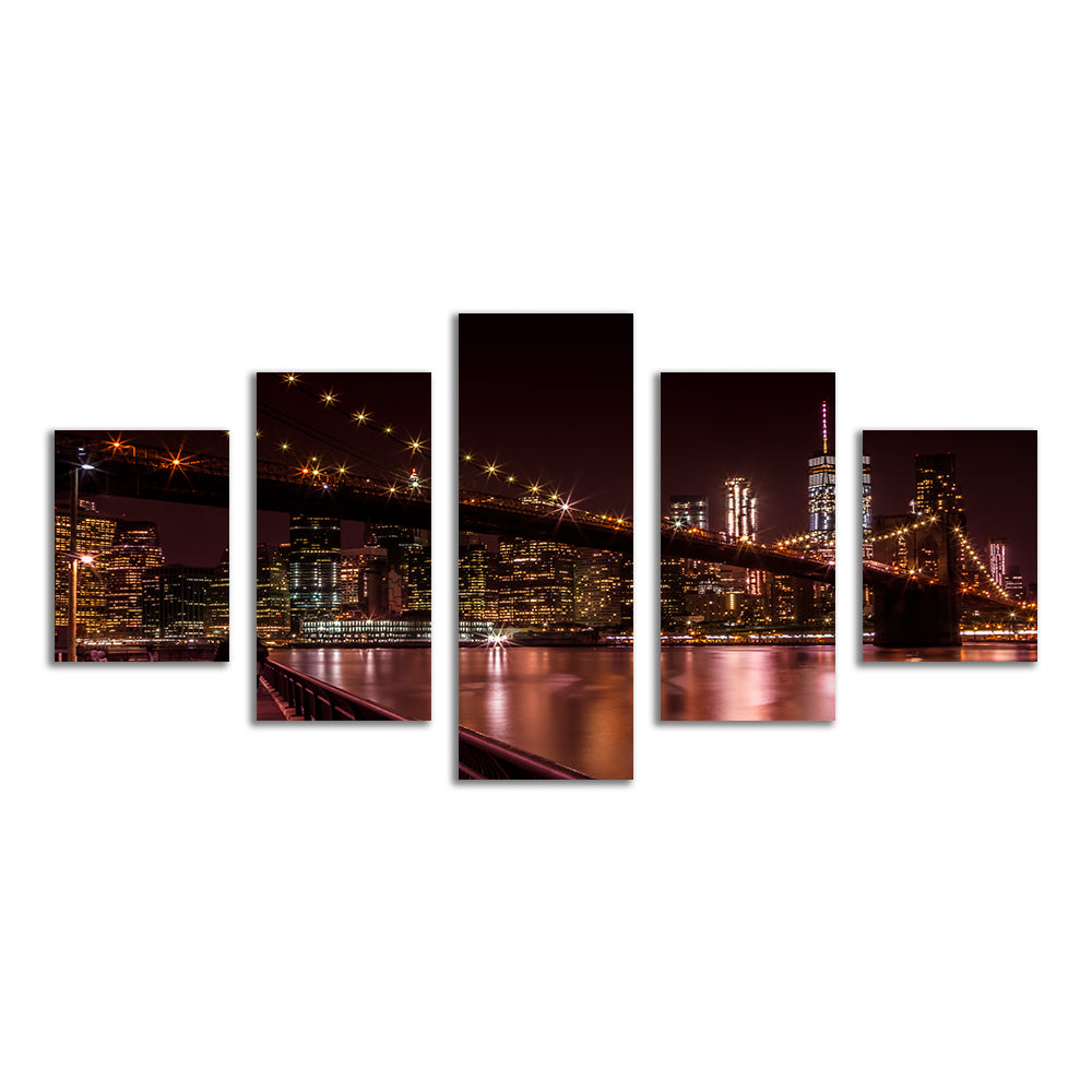 Stunning Manhattan Skyline & Brooklyn Bridge Sunset Wall Art for Home Decor