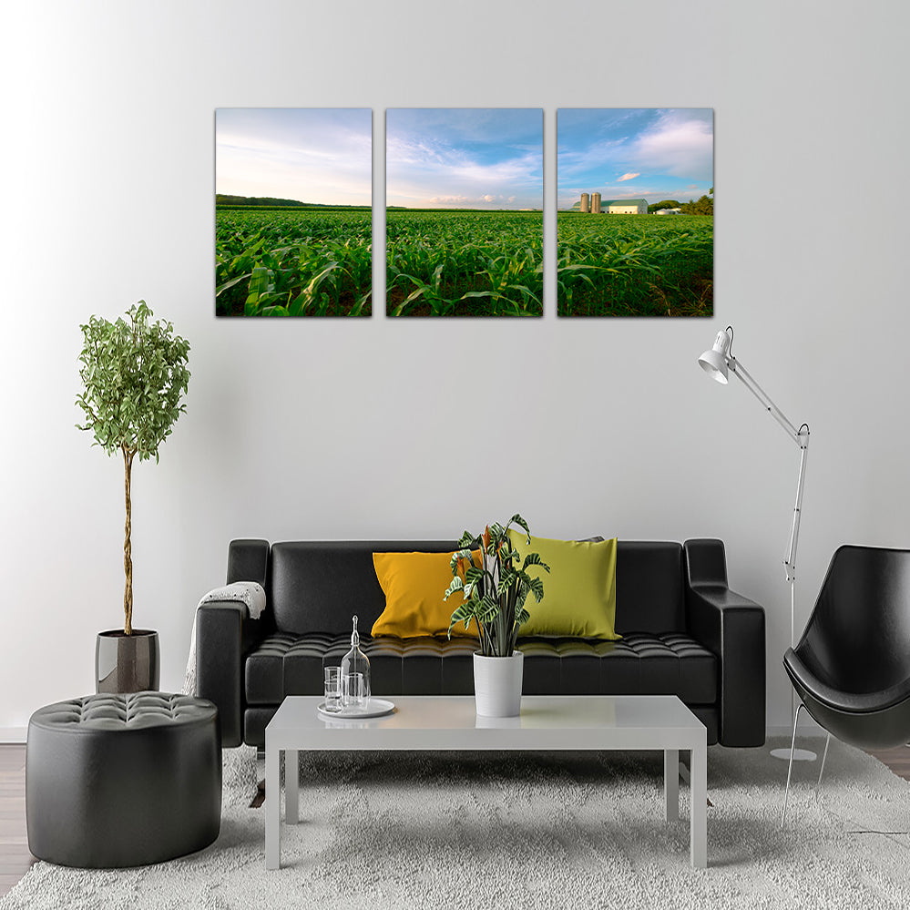 Exquisite Wisconsin Dairy Farm Against Corn Field Wall Art