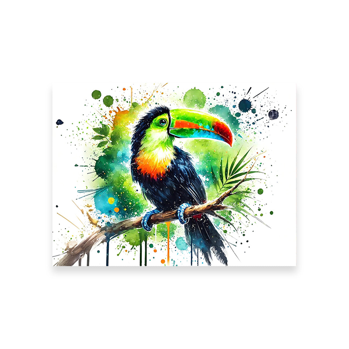 Stunning Toucan Paint Drip Horizontal Wall Art for Striking Home Decor