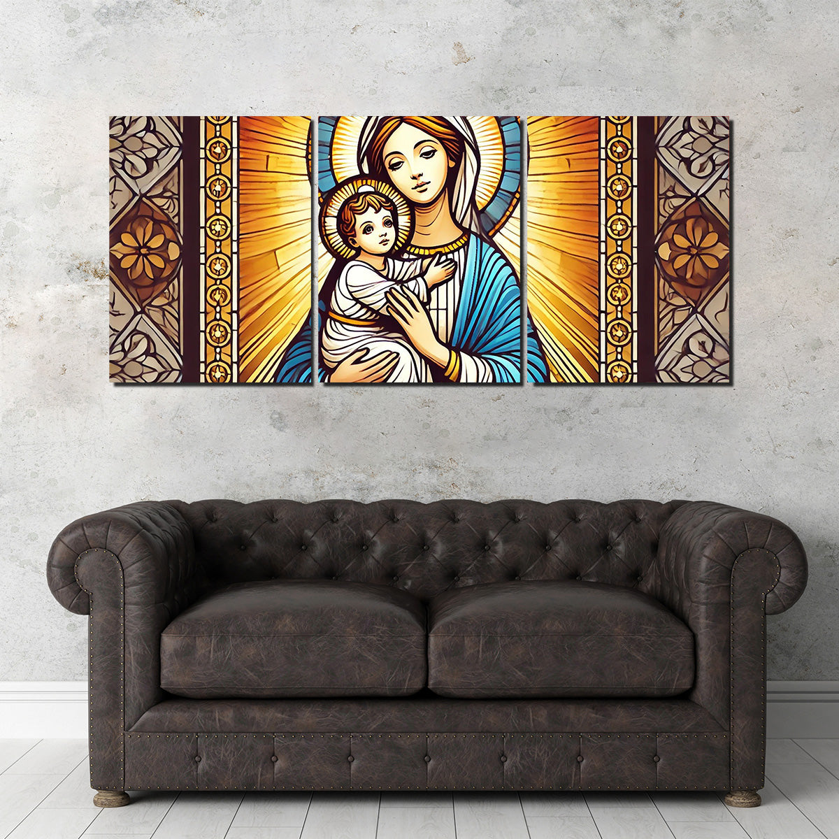 Exquisite Virgin Mary Holding Baby Jesus Wall Art for Stunning Home Decor