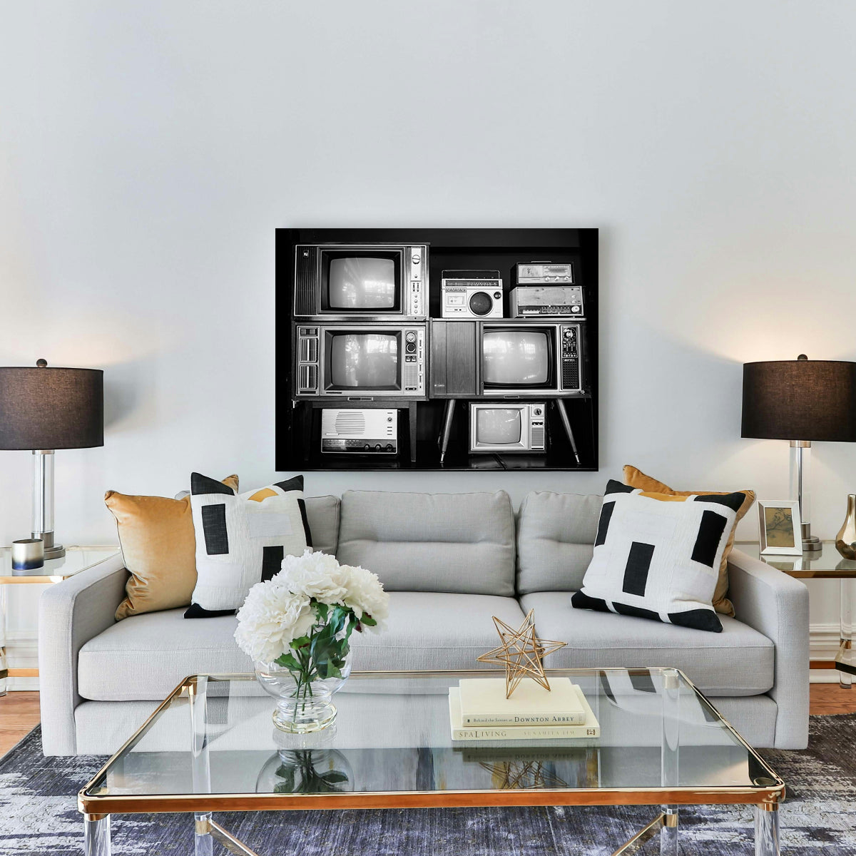 Exquisite Vintage Televisions with Handmade Canvas Art