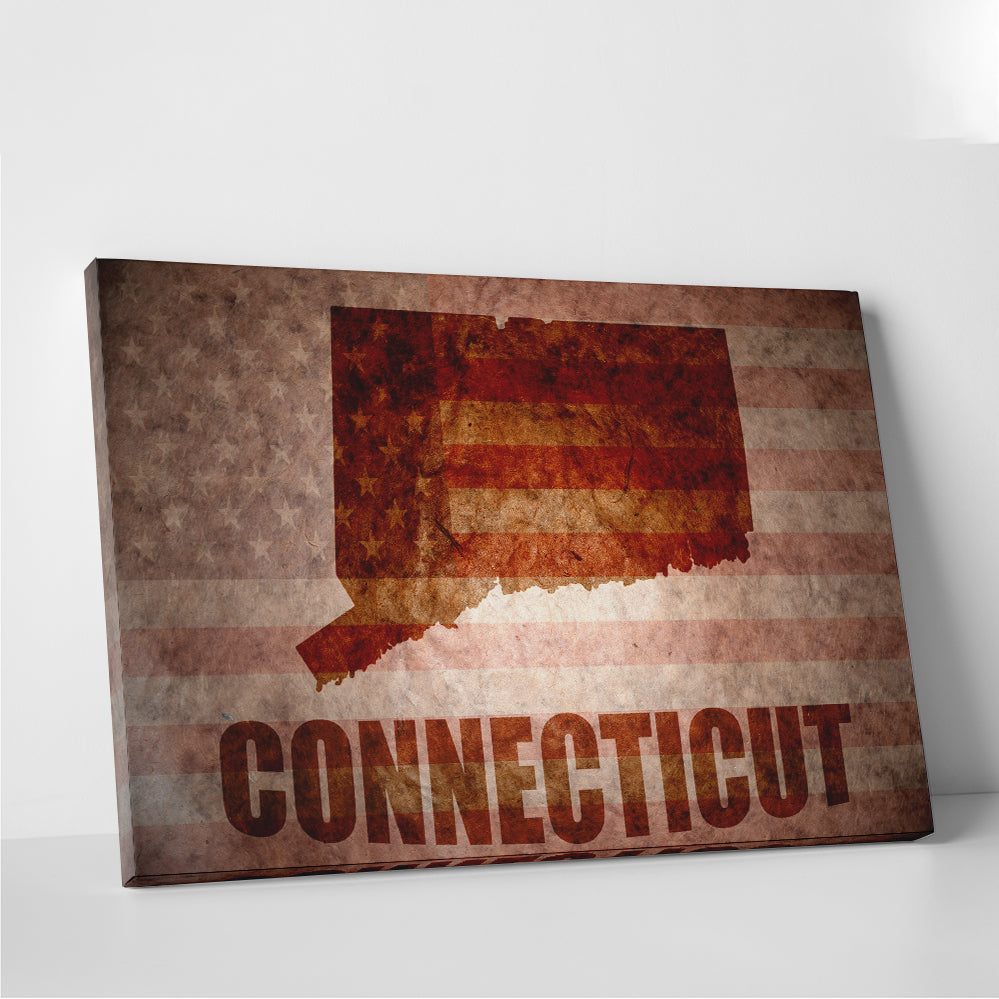 Stunning Connecticut Map on American Flag Wall Art for Your Home Decor