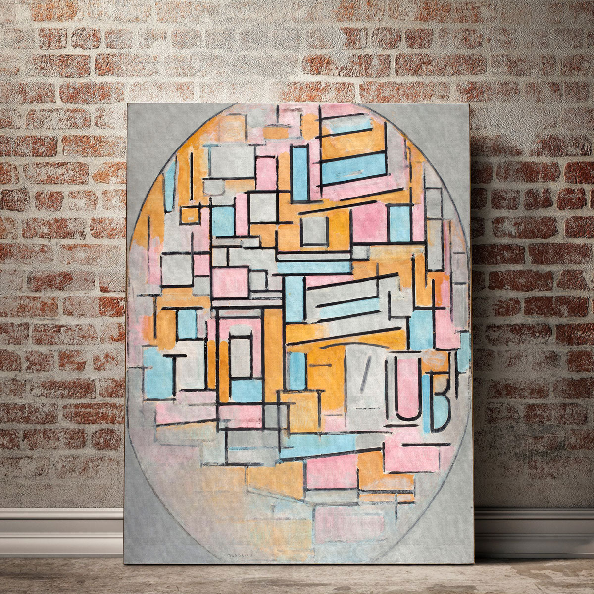 Eye - catching Oval Composition Wall Art with Color Panels by Piet Mondriaan