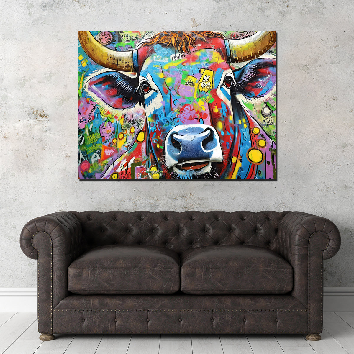 Stunning Bull Graffiti Wall Art by Stephen Chambers