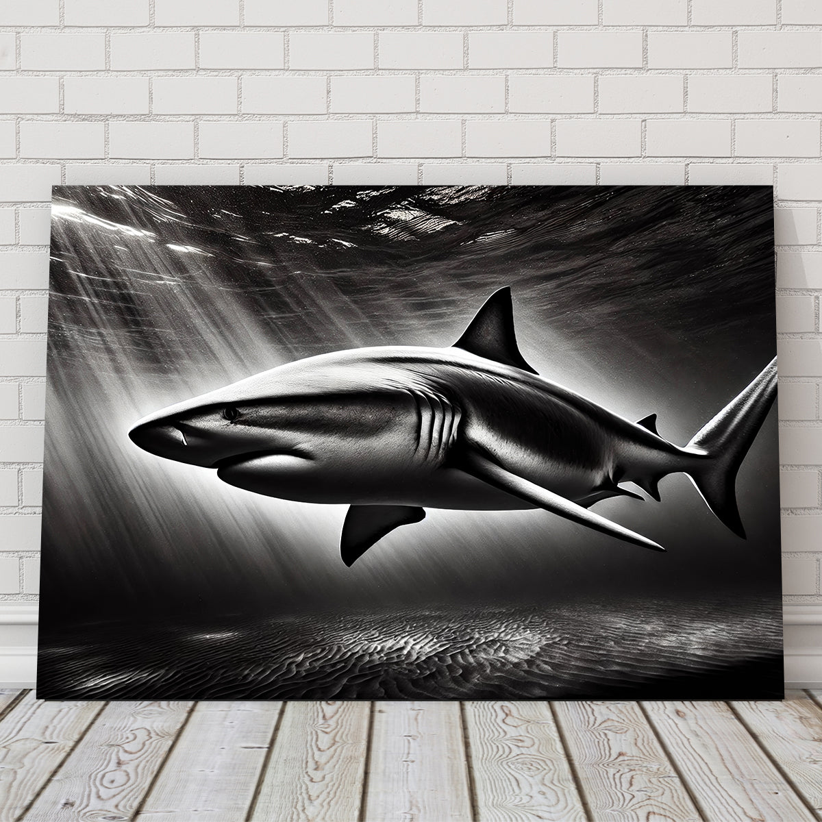 Stunning Bull Shark Grayscale Wall Art for Home Decor