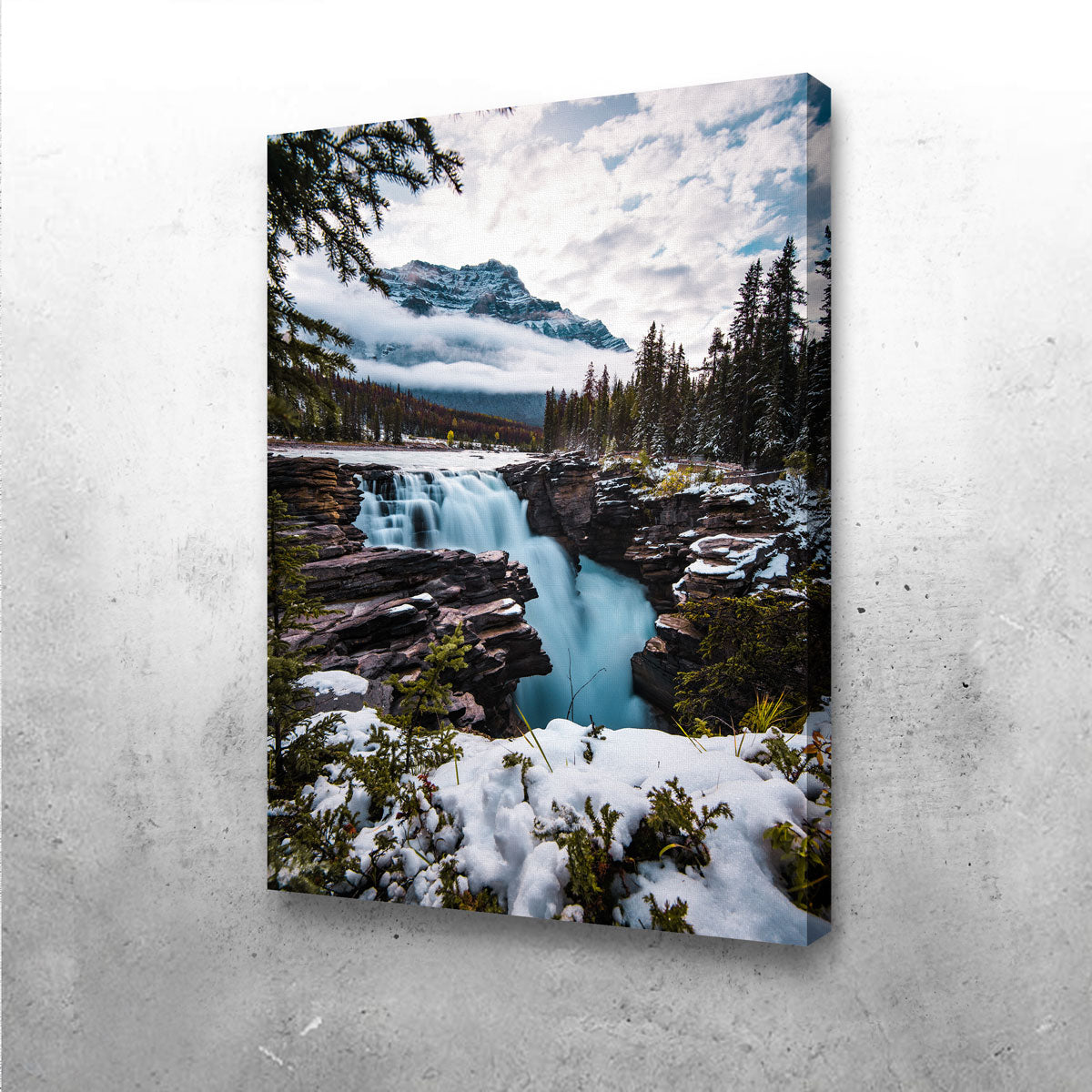 Enchanting Wintry Waterfall Wall Art by Lucas Moore