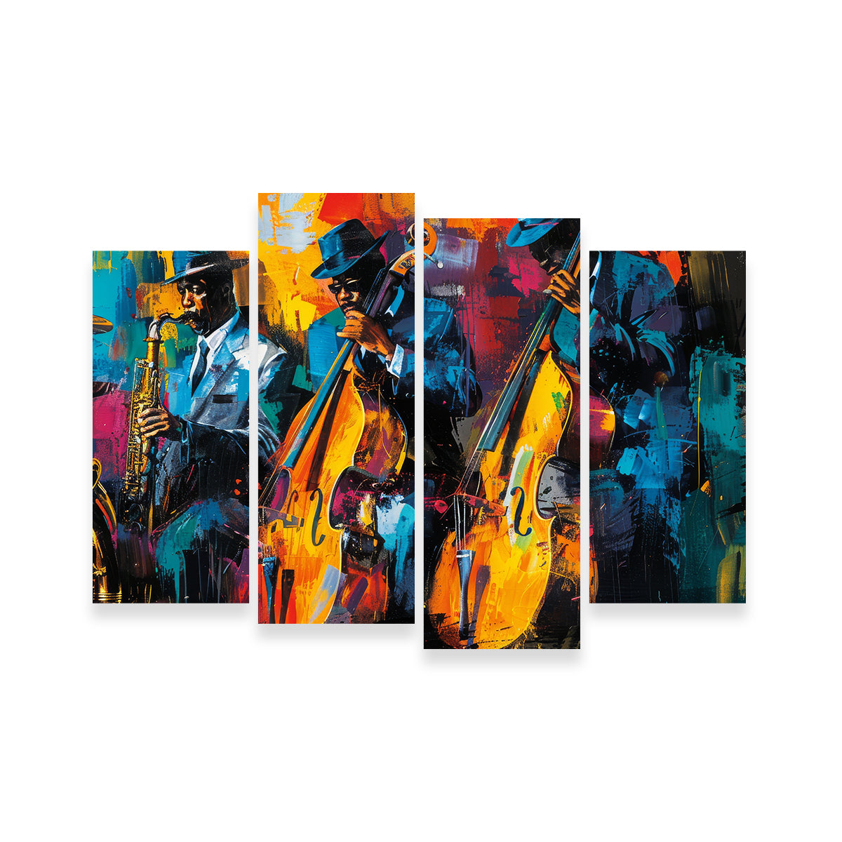 Eye - catching Vibrant Jazz Band Wall Art for Your Home Decor