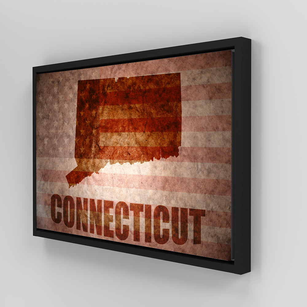 Stunning Connecticut Map on American Flag Wall Art for Your Home Decor