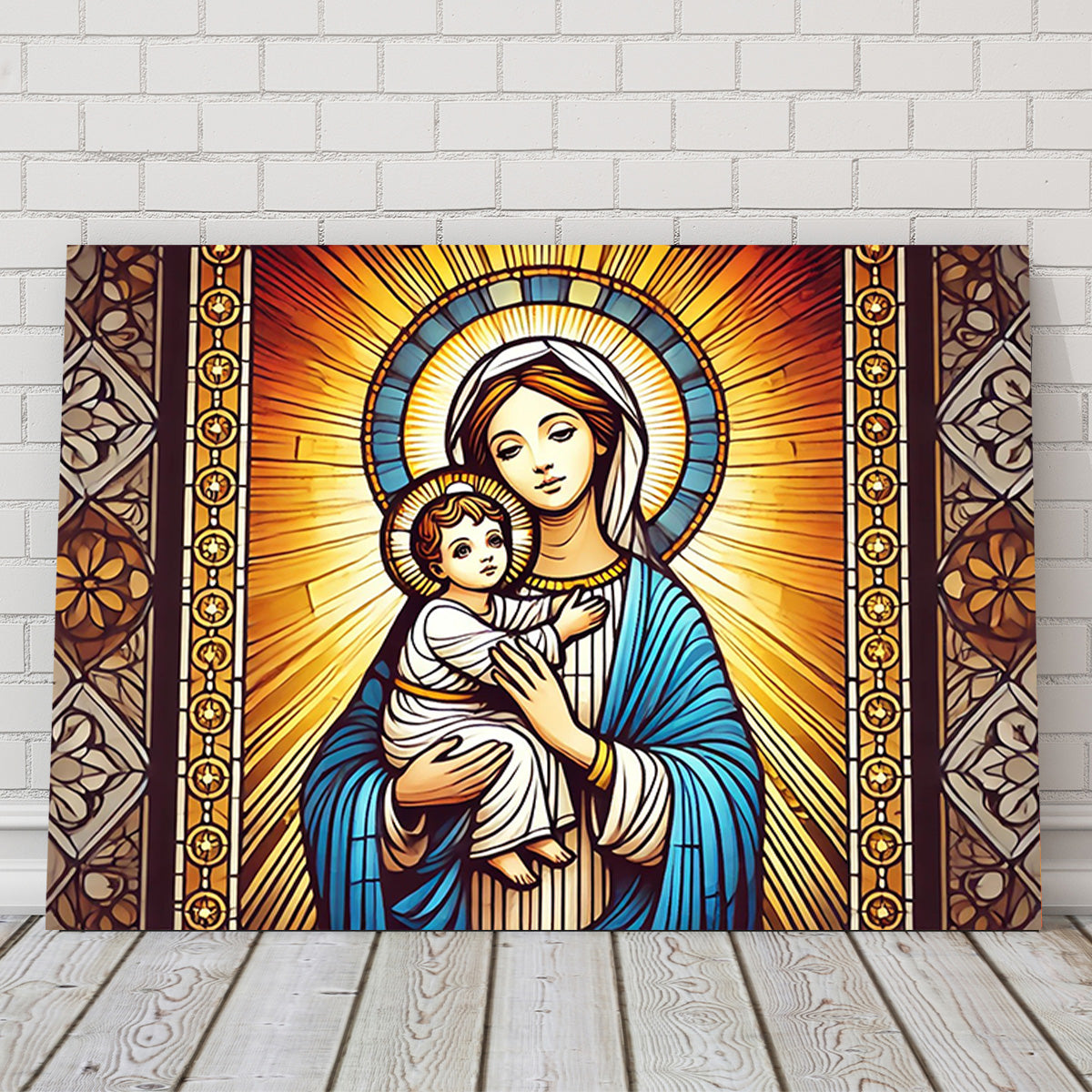 Exquisite Virgin Mary Holding Baby Jesus Wall Art for Stunning Home Decor