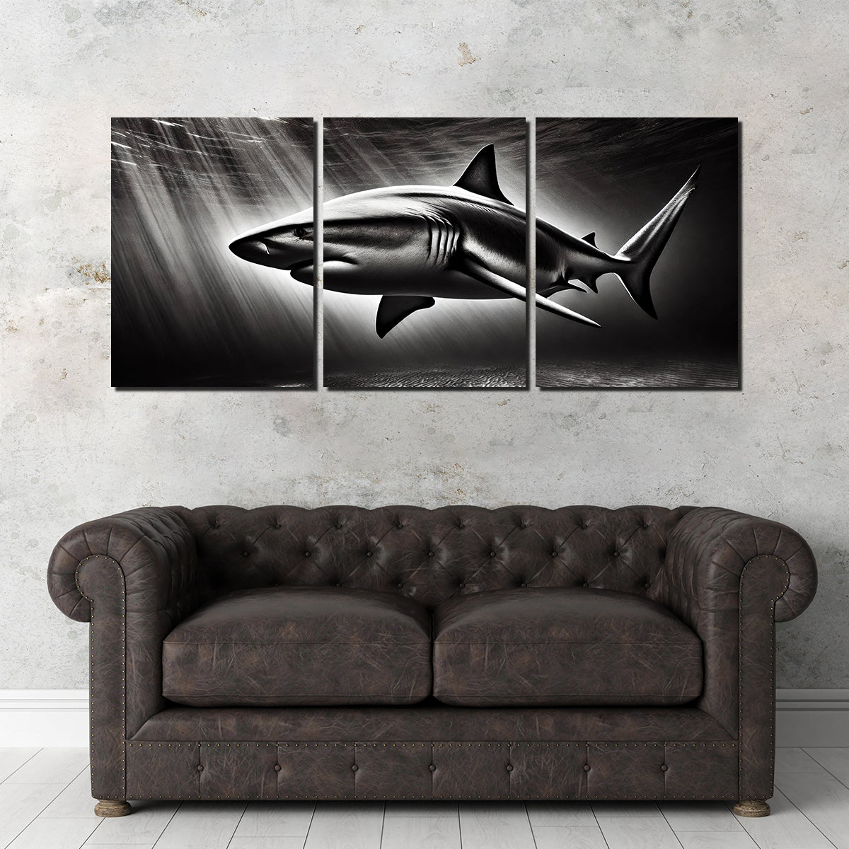 Stunning Bull Shark Grayscale Wall Art for Home Decor