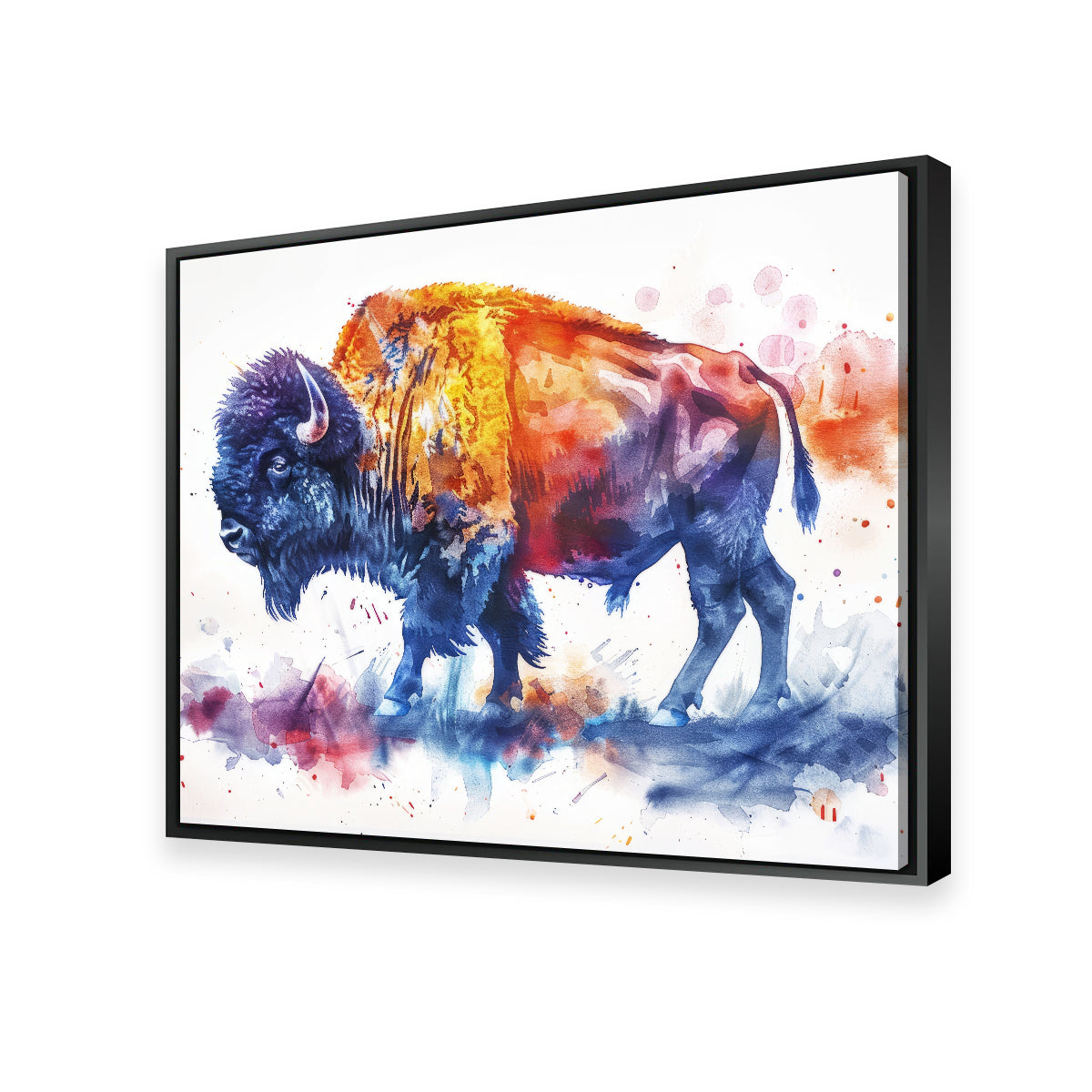Stunning Vivid Watercolor Bison Wall Art for a Striking Home Decor