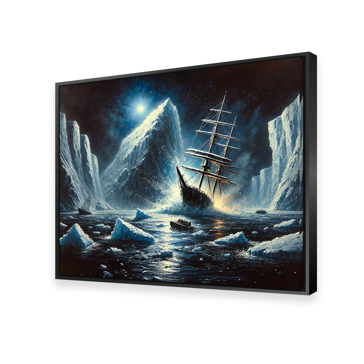 Stunning Vintage Ship & Icebergs Wall Art