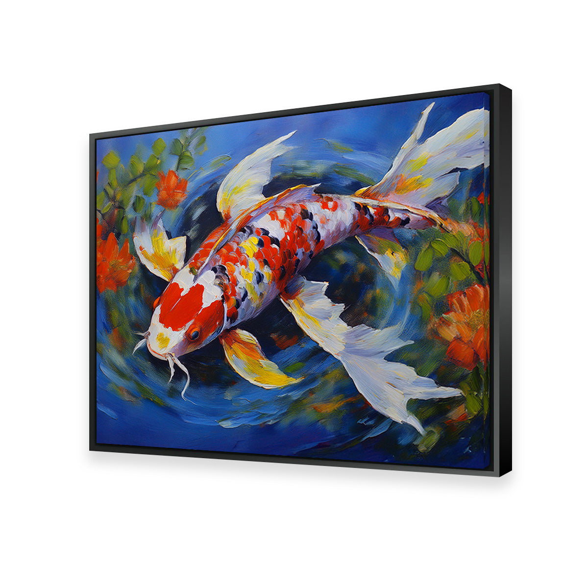 Stunning White Koi Fish Painting Wall Art for Home Decor