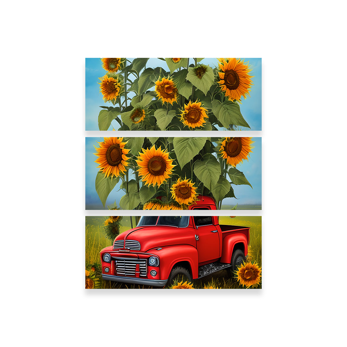 Gorgeous Sunflower Red Truck Wall Art for Stunning Home Decor