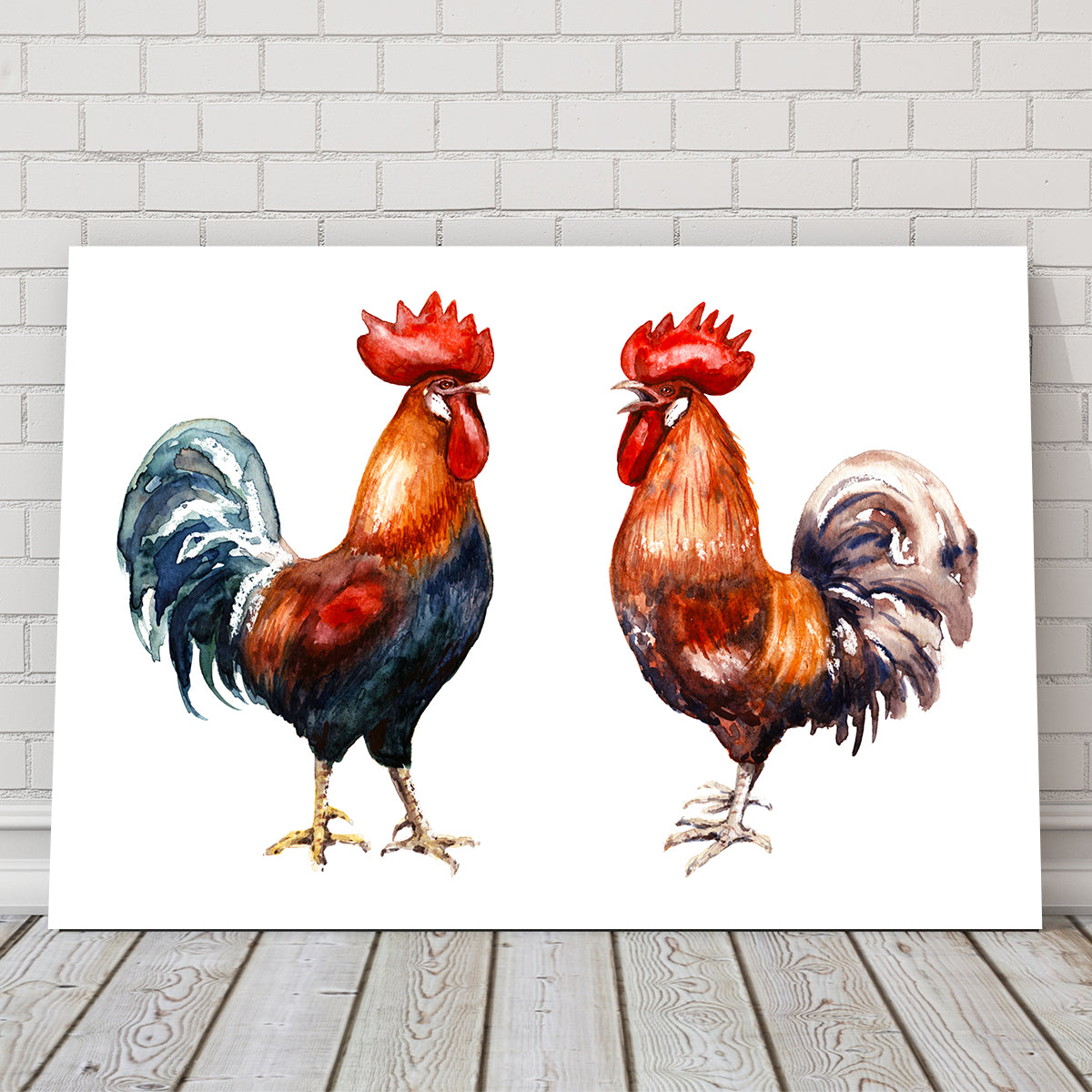 Stunning Two Red Roosters Wall Art for Your Home Decor