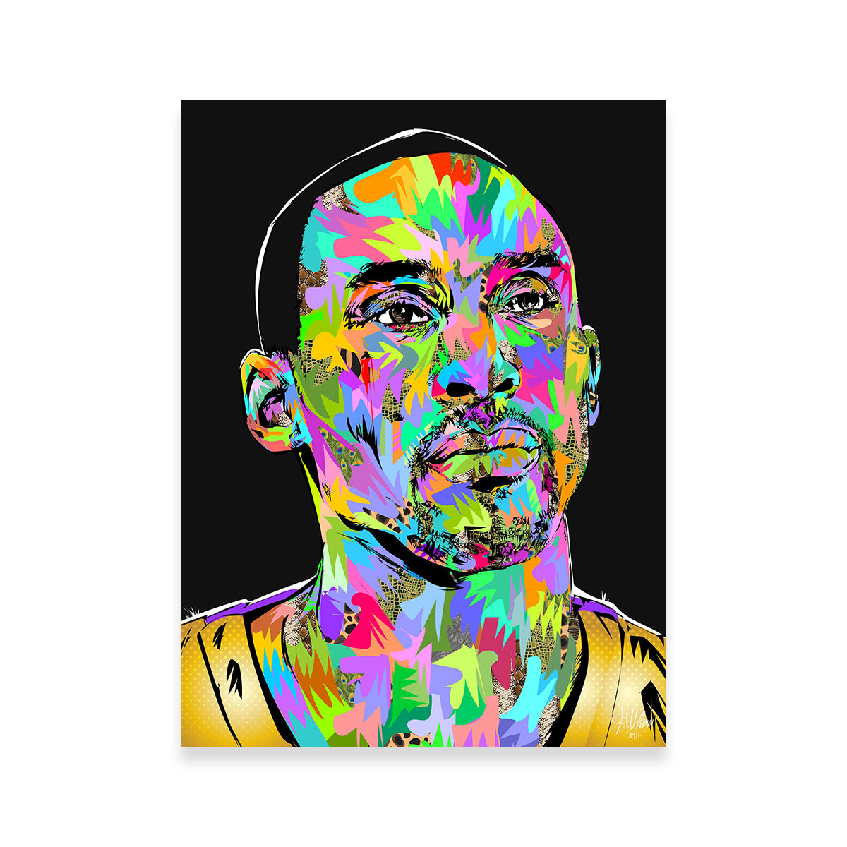 Stunning Kobe Portrait Black Wall Art for Basketball Fans