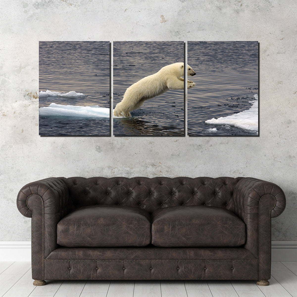 Eye - catching Jumping Polar Bear Wall Art for Stunning Home Decor