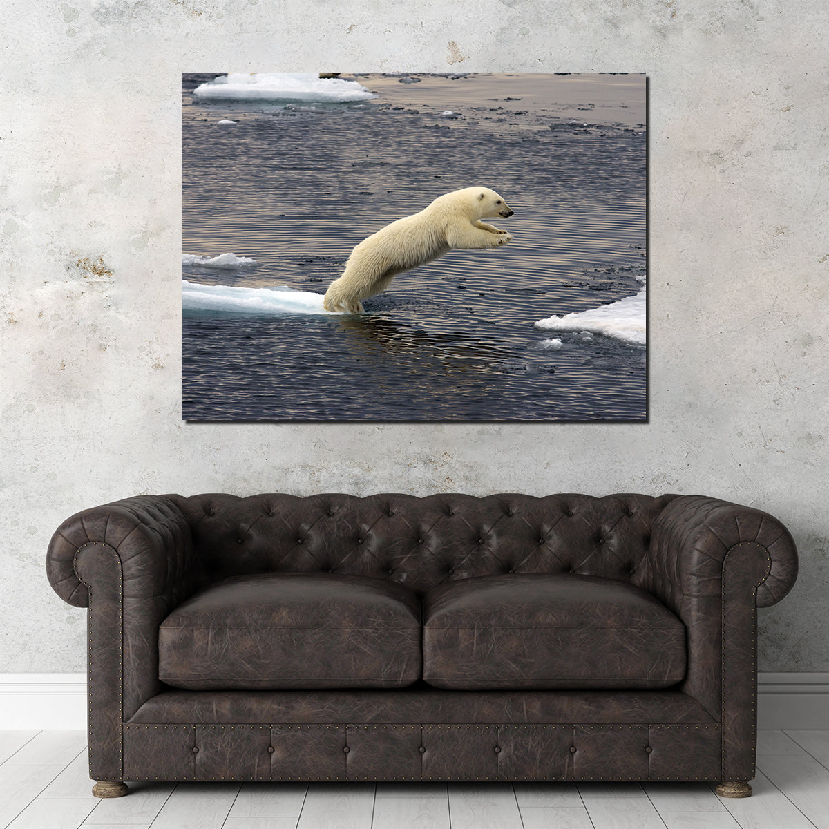 Eye - catching Jumping Polar Bear Wall Art for Stunning Home Decor