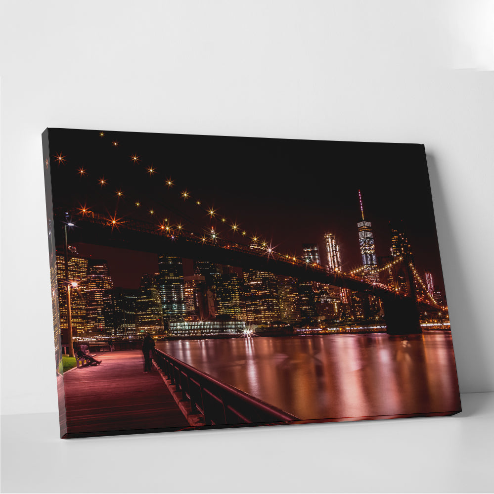 Stunning Manhattan Skyline & Brooklyn Bridge Sunset Wall Art for Home Decor