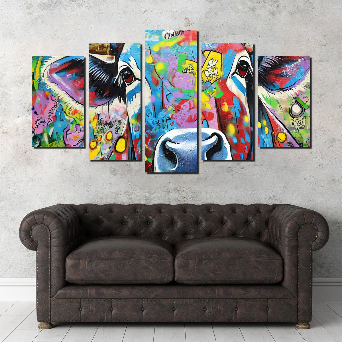 Stunning Bull Graffiti Wall Art by Stephen Chambers