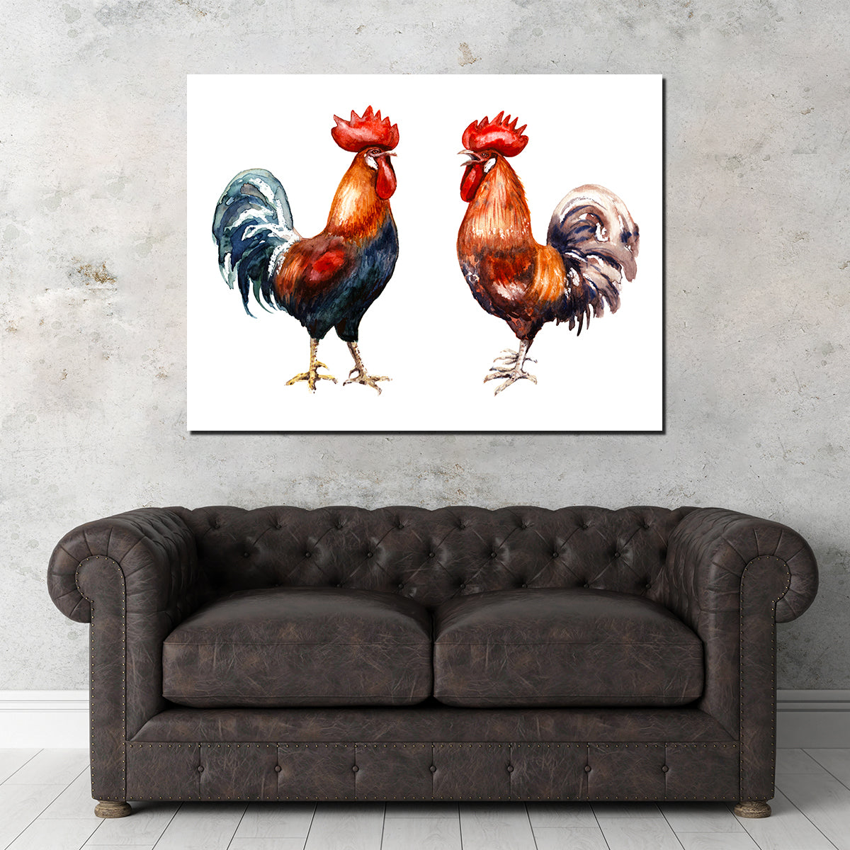Stunning Two Red Roosters Wall Art for Your Home Decor