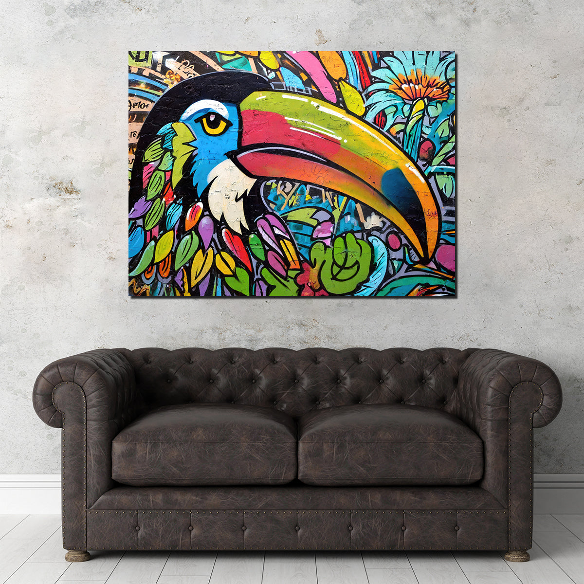 Stunning Toucan Graffiti Wall Art by Stephen Chambers