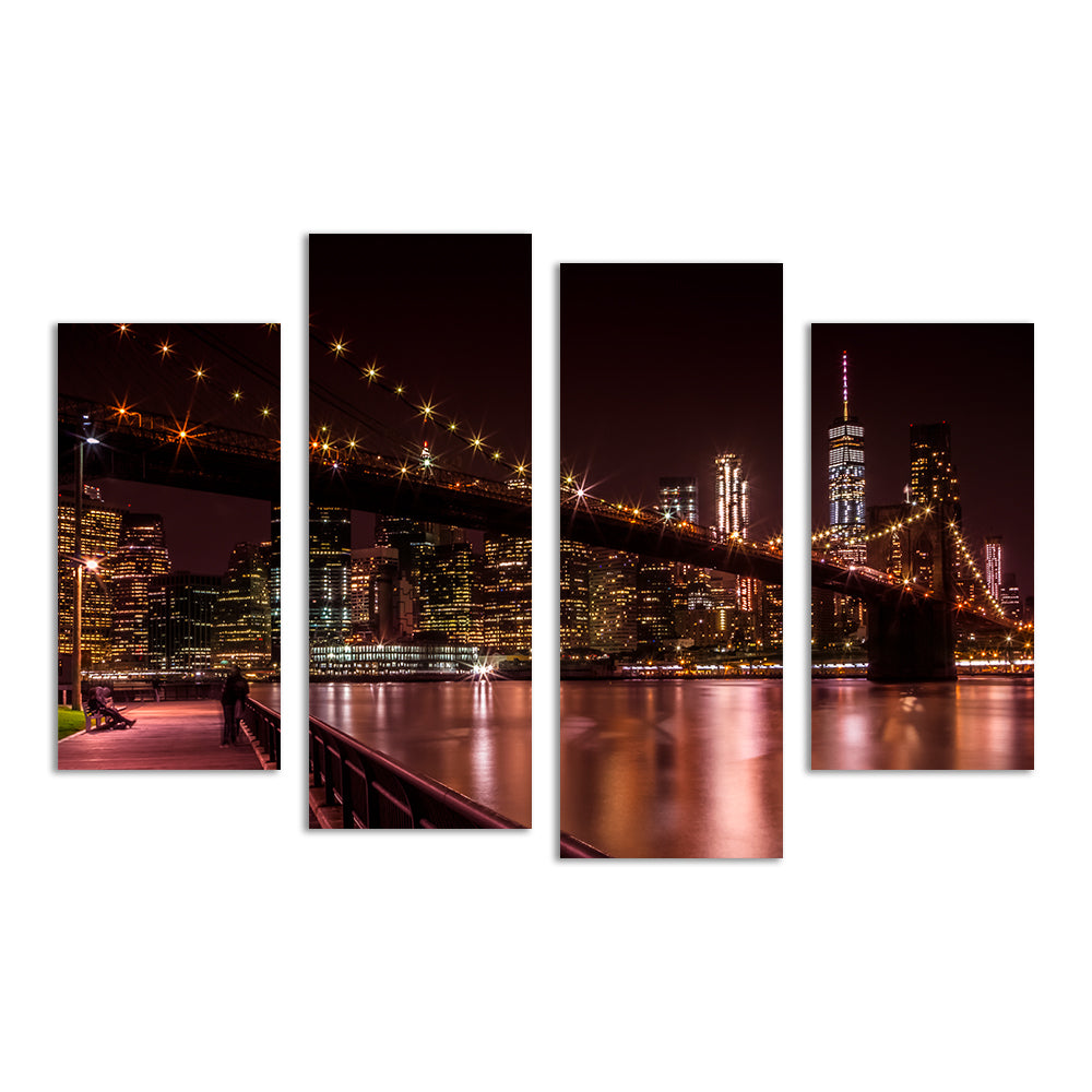 Stunning Manhattan Skyline & Brooklyn Bridge Sunset Wall Art for Home Decor