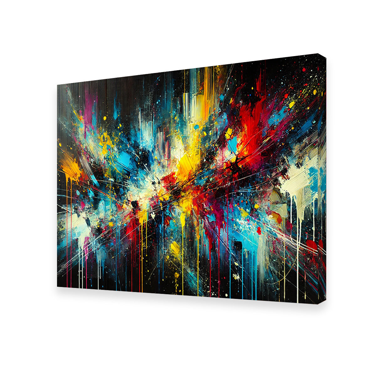 Stunning Dark Brush Stroke and Splashes Wall Art