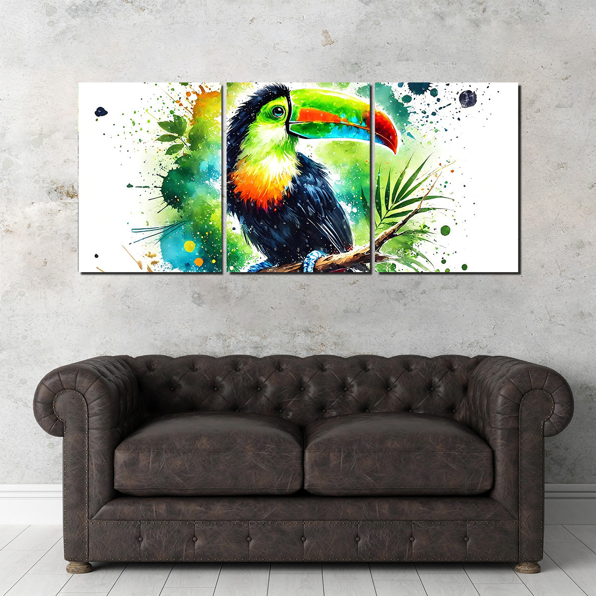 Stunning Toucan Paint Drip Horizontal Wall Art for Striking Home Decor