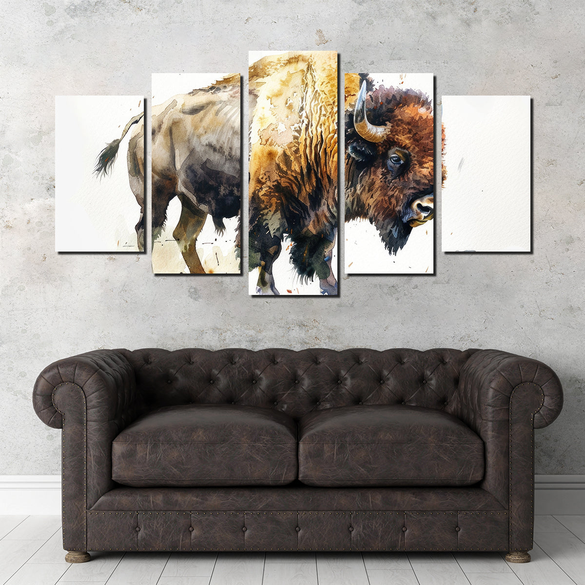 Exquisite Buffalo on White Wall Art - Ideal for Home Decor