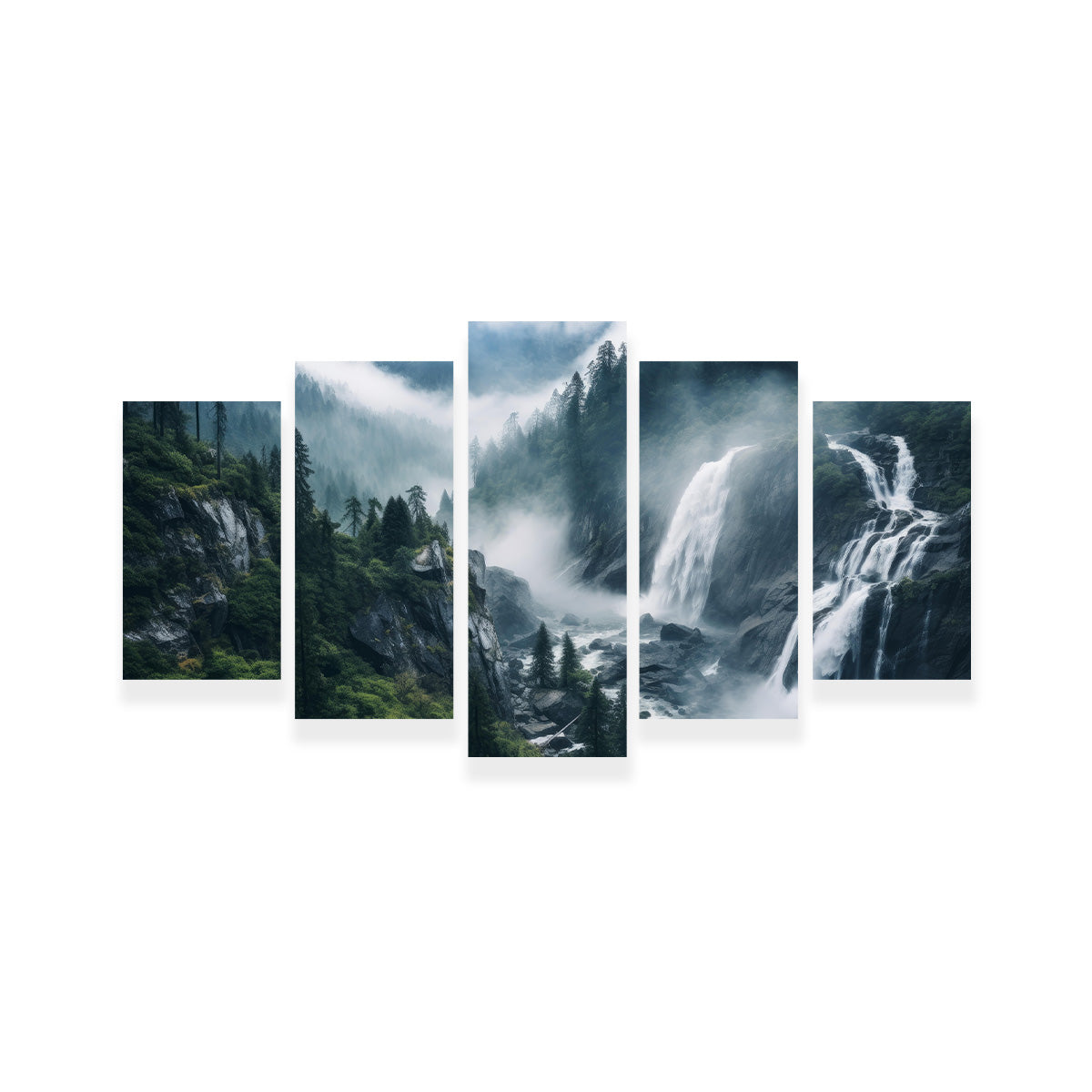 Stunning Enchanting Forest Waterfalls Wall Art for Home Decor