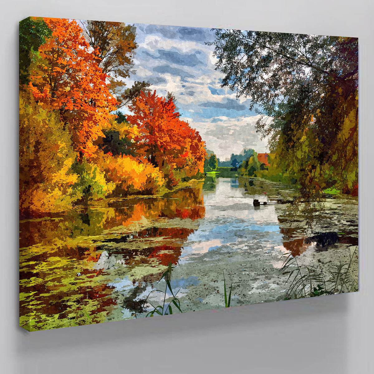 Stunning Lakeside Autumn Trees Wall Art by Denise Dundon