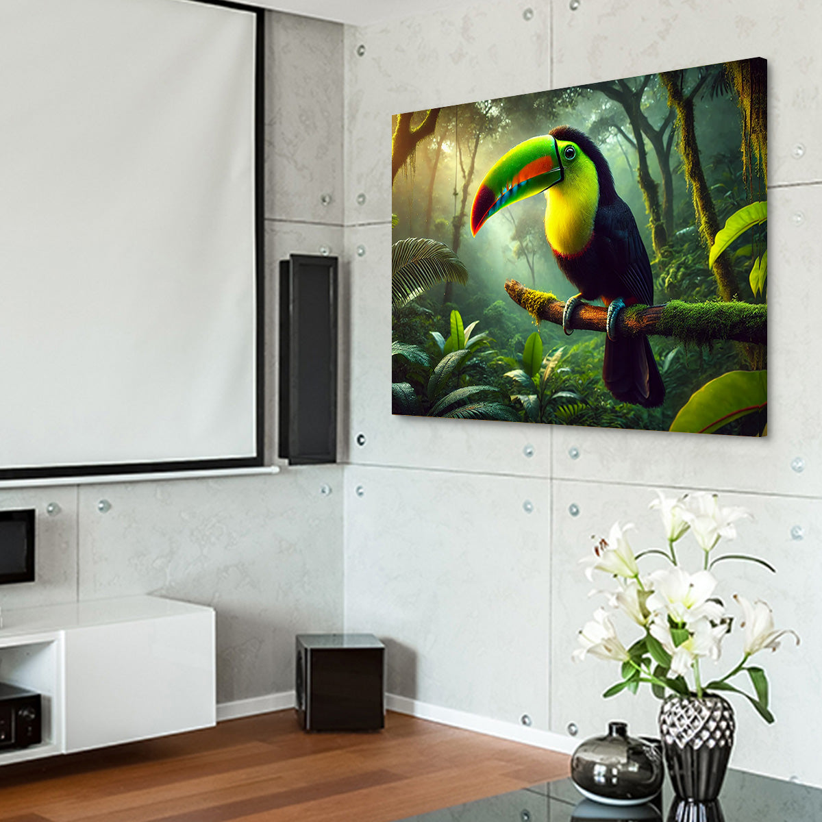 Exquisite Toucan on Branch Wall Art for Home Decor