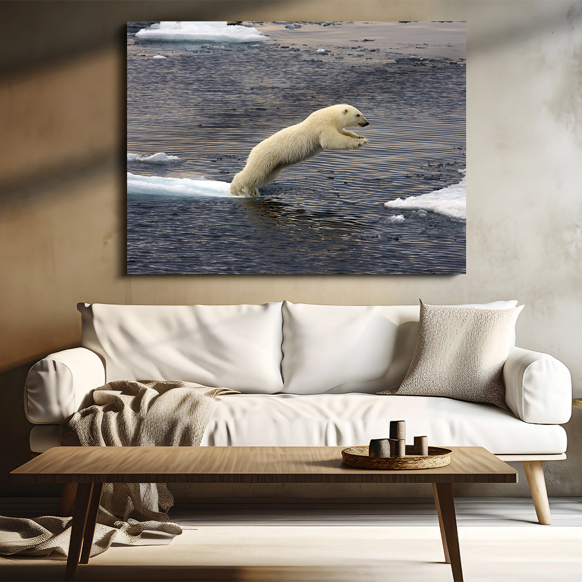 Eye - catching Jumping Polar Bear Wall Art for Stunning Home Decor