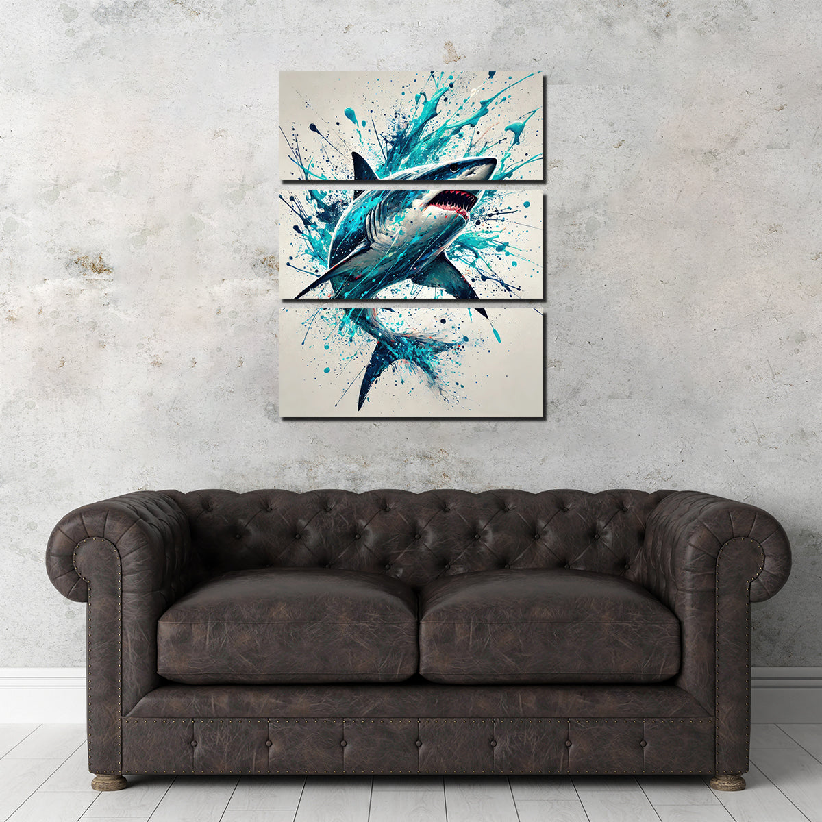 Stunning Bull Shark Blue Splash Wall Art for Home Decor