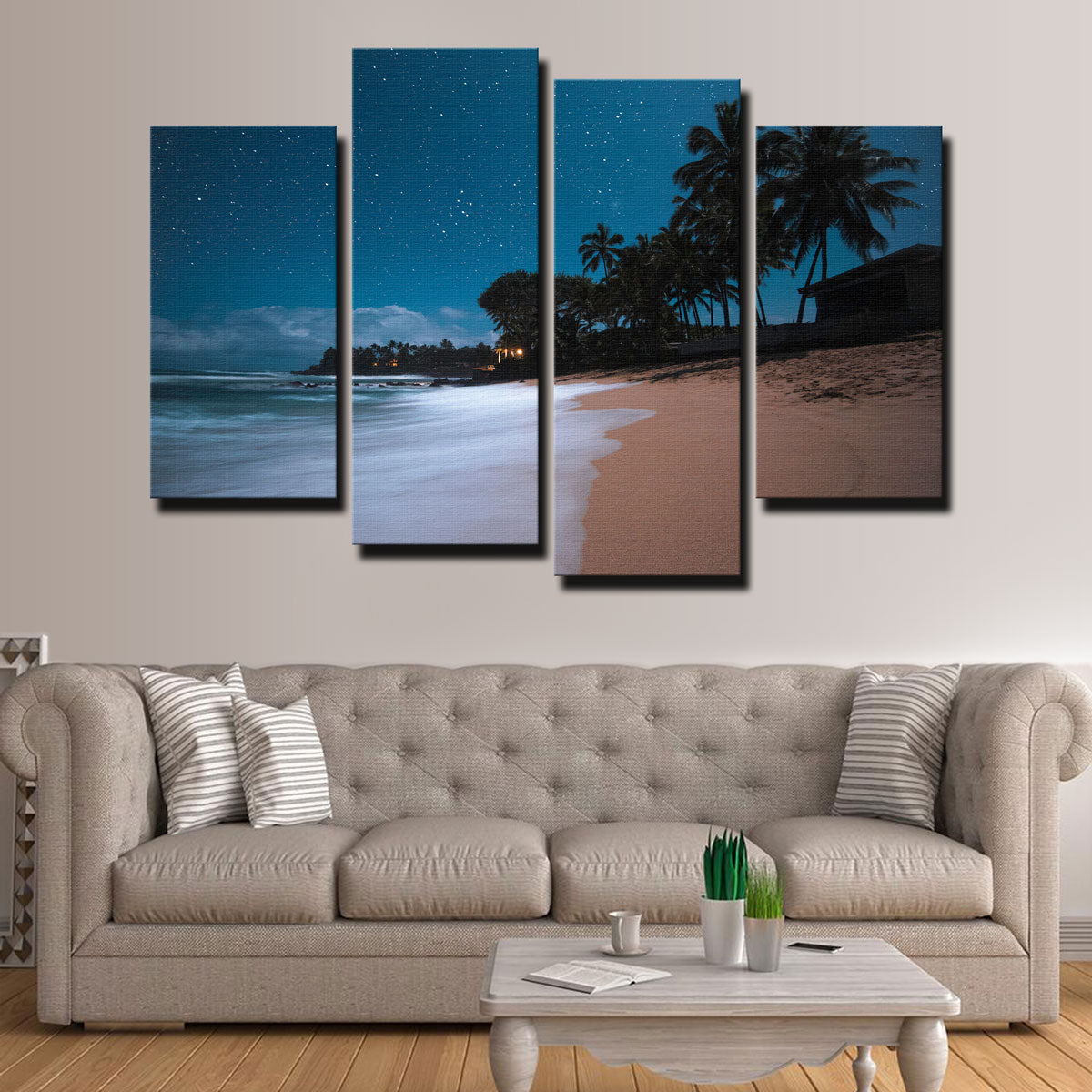 Exquisite Tropical Beach Night Wall Art by Lucas Moore