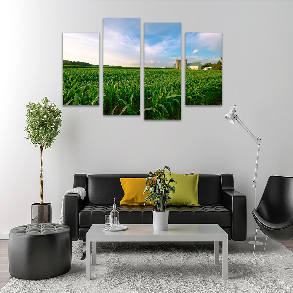 Exquisite Wisconsin Dairy Farm Against Corn Field Wall Art