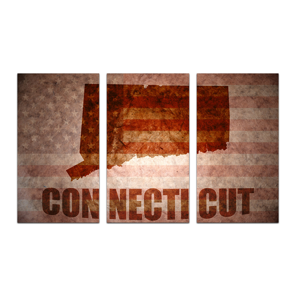 Stunning Connecticut Map on American Flag Wall Art for Your Home Decor