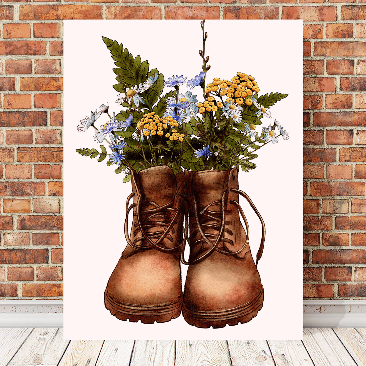 Exquisite Vintage Boots with Wildflowers Wall Art for Stunning Home Decor