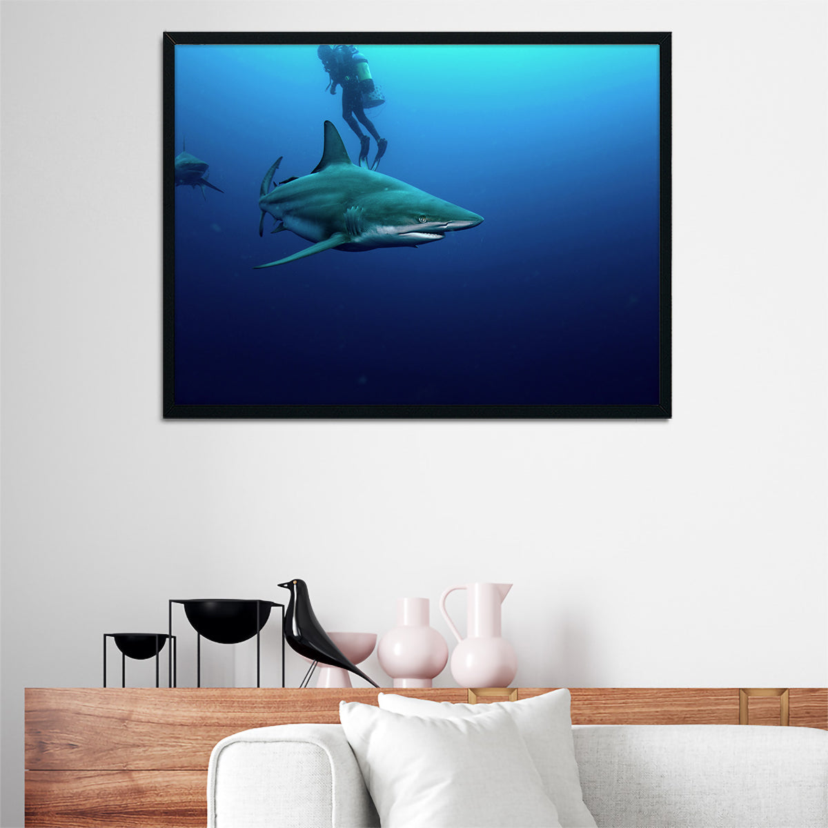 Stunning Bull Shark & Diver Wall Art for Your Home Decor