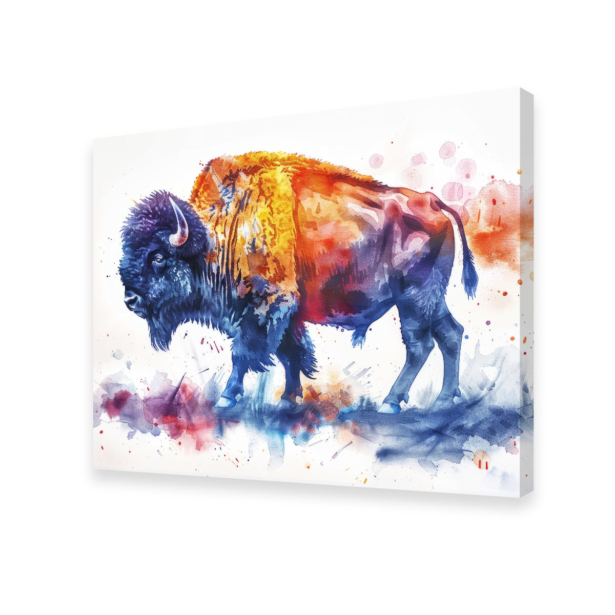 Stunning Vivid Watercolor Bison Wall Art for a Striking Home Decor