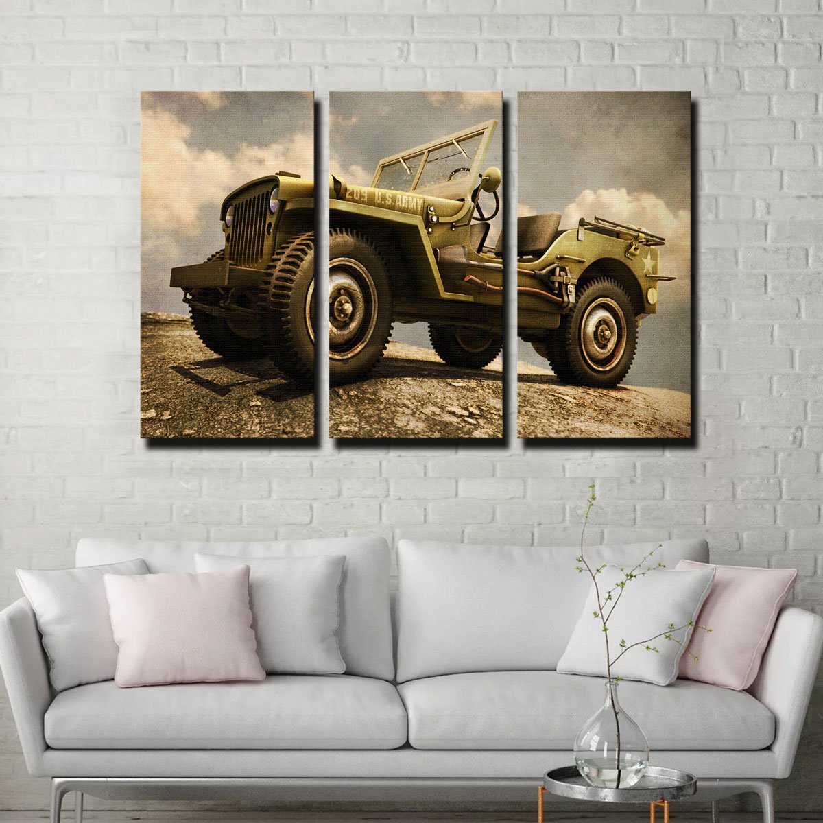 Vintage Willys Military Jeep Wall Art for Rustic Decor