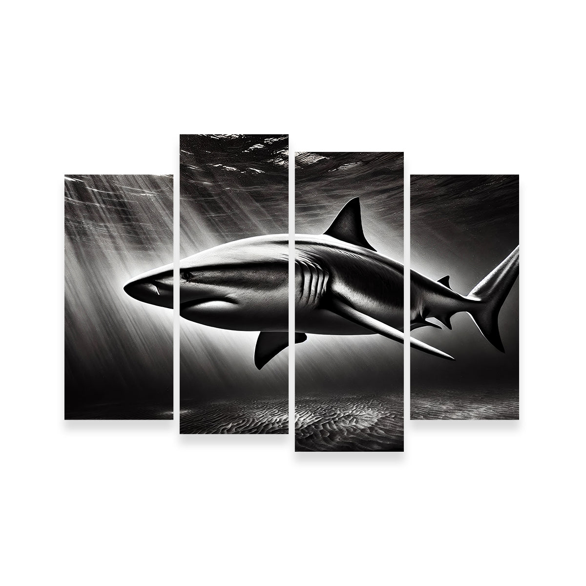 Stunning Bull Shark Grayscale Wall Art for Home Decor