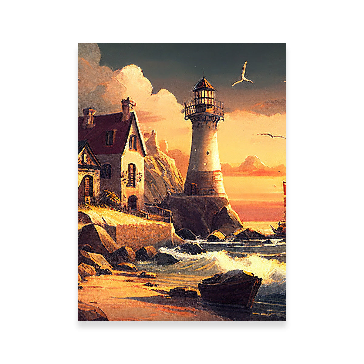 Stunning Morning by the Lighthouse Wall Art for Home Decor